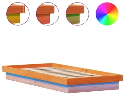 Image de vidaXL Lit en bois massif avec éclairage LED brun cireux 100x200 cm pin