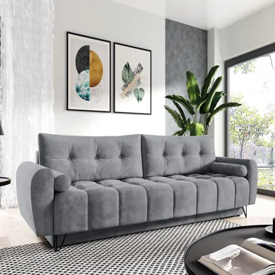 Produktbild von Sofa 3-Sitzer MALAGA mit Schlaffunktion & Bettkasten, Dunkelgrau
