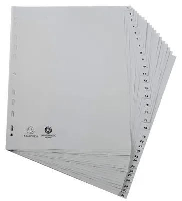 Produktbild von Exacompta 2931E Exacompta Ordnerregister Vollformat, Überbreite 1-31 grau 31-teilig, 1 Satz