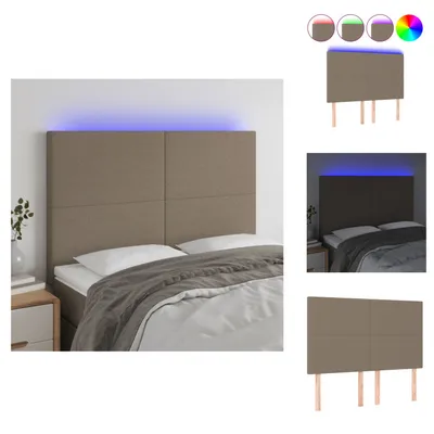 Produktbild von vidaXL LED Kopfteil Taupe 144x5x118/128 cm Stoff -  Kopf- & Fußenden