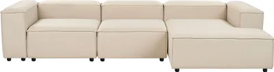 Produktbild von BELIANI Ecksofa Beige Stoff L-förmig 4-Sitzer Modulsofa mit Chaiselongue Linksseitig Wohnzimmermöbel Modern Wohnzimmer Wohnecke Sitzecke