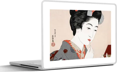 Produktbild von MuchoWow® Laptop Aufkleber Sticker Cover Vintage - Japanisch - Frau - Make-up 32.5x23.5 cm - Sticker für Laptop - Selbstklebend