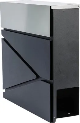 Productafbeelding van Famanu Wandbriefkasten, weerbestendig, antraciet/zilver, met vak voor kranten - Afmetingen: ongeveer 37x37x11 cm