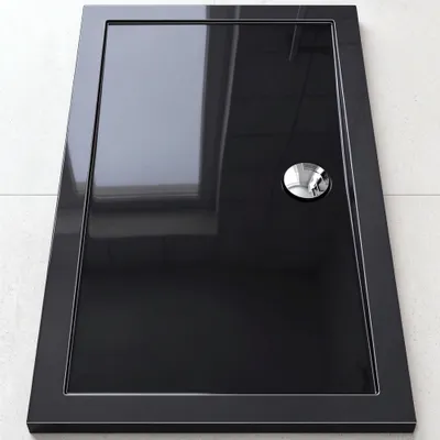 Produktbild von doporro Duschtasse Duschwanne 70x140x4 flach aus Acryl in schwarz Rechteckig DIN-Anschlüsse für bodenebene Montage geeignet Faro2