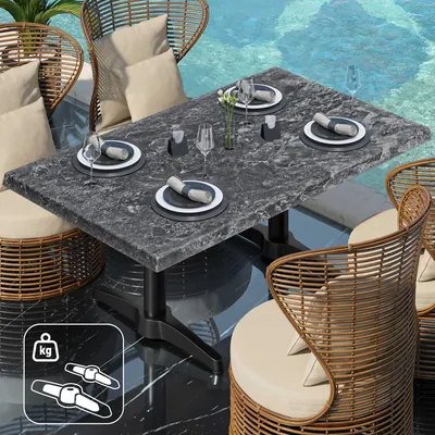 Produktbild von WBC | Jamaika Loungetisch | B: T: H:  120 x 70 x 40 cm | Felsen / Schwarz | Zusatzgewicht | Bistro Loungetisch Gastro Tisch