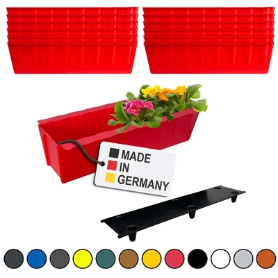 Image de BURI 12 inserts de jardinières pour palettes Euro avec tapis d'arrosage | 37,3cm rouge | Jardinière pour palette Euro | Balconnière | Pot de fleurs | en plastique solide |  Germany