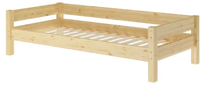 Produktbild von Einzelbett, Holzbett Kiefer massiv klar lackiert 90x200 wählbares Zubehör V-60.20-09Rollrost inkl.