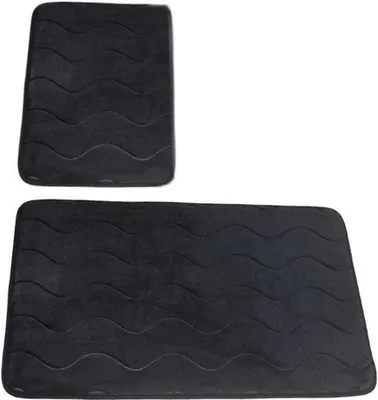 Produktbild von Badezimmer Teppiche Sumba Schwarz 23 - Zweiteilig 2 Stück: Teppich 45x75+ Unterlage 45x35