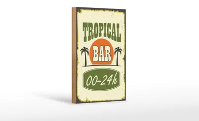 Produktbild von Holzschild Alkohol 12x18cm Tropical Bar 00 - 24 h