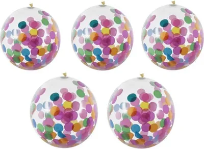 Zdjęcie produktu dla Lateksowe balony z konfetti, wielokolorowe, zestaw 5 sztuk