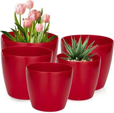 Obrázok produktu pre Sada plastových kvetináčov v ružovej farbe pre veľké aj malé rastliny