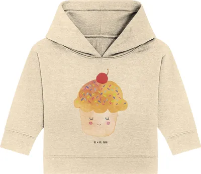 Produktbild von Mr. & Mrs. Panda Organic Baby Hoodie Cupcake 12. - 18. Monat - Natural Raw - Geschenk, Wunder, Lustige Sprüche, Motivation, Muffin, Küche Spruch, Cupcakes, Kapuzenshirt