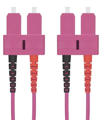 Produktbild von Helos 165391 LWL Patchkabel 50/125µm OM4 SC Duplex erikaviolett