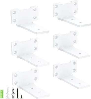 Immagine prodotto di Supporti per mensole a muro, metallo, portata 75 kg, set da 6, colore bianco, robusti