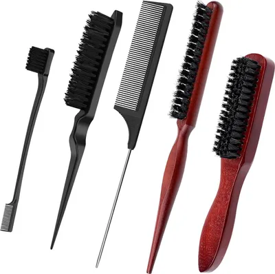 Immagine prodotto di set di 5 Spazzole per bordi Spazzola per capelli e barba Spazzola per capelli