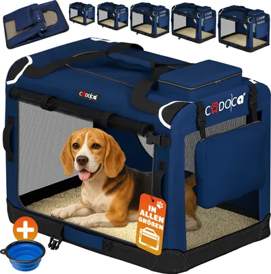 Image de CADOCA® Cage de transport L Bleu pour animaux chien chat rongeur Respirant Pliable Sac de transport Matelas douillet