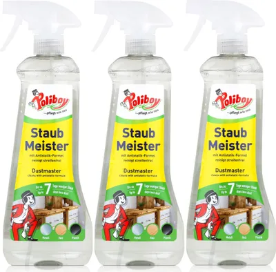 Produktbild von Poliboy Staub Meister Möbelpflege 500ml - Für Holz, Kunststoff, Glas (3er Pack)