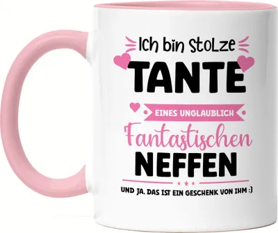 Produktbild von Ich bin stolze Tante Tasse Rosa Geschenk Geburtstag Tante Neffe