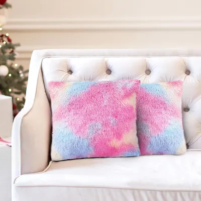Image de Ensemble de deux coussins décoratifs, en peluche, de 45 x 45 cm, pour canapé et fauteuil