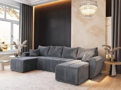 Produktbild von Masseno Ecksofa MADISON U mit Schlaffunktion U-Form, Sofa mit Bettkasten, Wohnzimmersofa, Couch, Soffa, Bettsofa, Couchgarnitur- Grau, PAROS 06