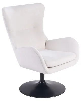 Produktbild von BELIANI Sessel Cremeweiß Stoff Gepolstert mit Drehfunktion Drehbar Modernes Design Wohnzimmer Esszimmer Drehsessel Polstersessel Stoffsessel