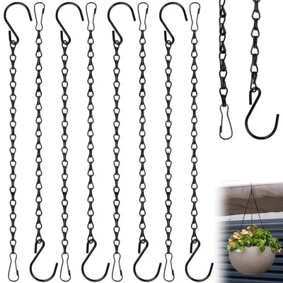 Produktbild von Blumenhänger 50 cm - Metallkette - Aufhängkette pro Meter - S-Haken - Für Hängetöpfe - Stoßfest