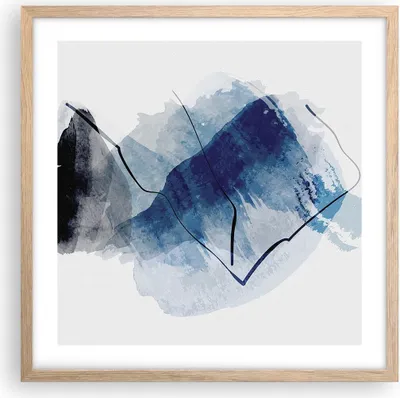 Produktbild von Gerahmtes Poster - Rahmen in heller Eiche - Blau Schwarz Abstraktion - 50x50 cm - Wand Bild - Wanddeko - Wandbilder - Kunstposter - Wandposter - Bilderrahmen - Bilder - Kunstdruck - P2NAC50x50-5058