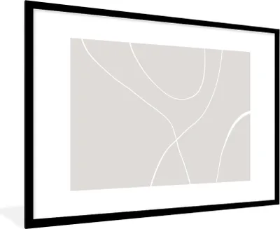 Produktbild von MuchoWow® Gerahmtes Poster Linienkunst - Abstrakt - Pastell 90x60 cm - Poster mit Schwarzem Bilderrahmen Wandposter Rahmen Foto Bilder - Wanddekoration - Fotos