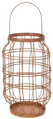 Produktbild von Gartenlaterne Metall Edelrost Vintage Deko Laterne mit Henkel Ø19,5cm