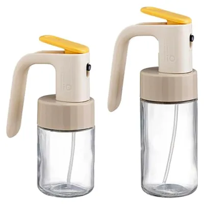 Produktbild von 2 Stück Ölsprüher für speiseöl 2 in 1 Öl Sprühflasche lebensmittelecht, Ölspray zum Kochen, Hochwertiger Öl Zerstäuber, Ölsprüher für Heißluftfritteuse