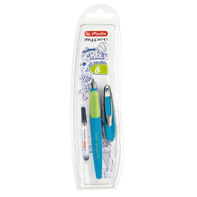 Image de Stylo plume Herlitz 10999829 my.pen - plume L, bleu foncé/orange
