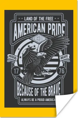 Produktbild von MuchoWow® Poster Amerika - Grau - Gelb - Vintage 120x180 cm - Kunstposter