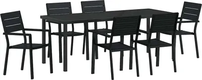 Image de vidaXL Ensemble de jardin 7 pcs noir Acier revêtu par poudre