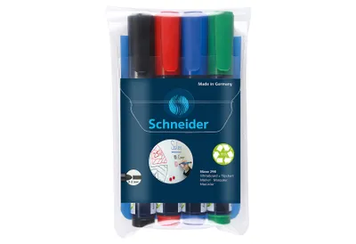 Immagine prodotto di Schneider 50-129084 Confezione da 4 pennarelli per lavagne e lavagne a fogli mobili Maxx 290 colori assortiti