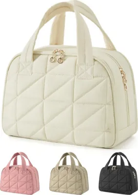 Image de INF Grande trousse de maquillage, trousse de toilette de voyage pour femmes et filles Beige