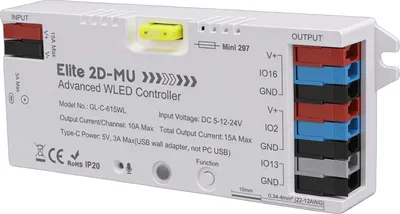 Produktbild von LED-Streifen-Controller Über 100 dynamische Lichteffekte Adressierbarer RGB-IC-LED-Streifen-Controller mit dynamischem Mikrofon 20 A 5 A Sicherung