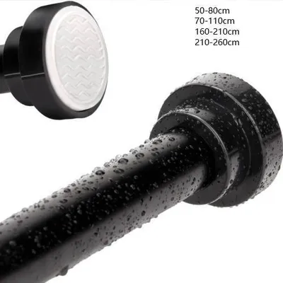 Image de Tringle télescopique universelle en acier inoxydable de 50 à 260 cm, sans perçage, pour rideau de douche
