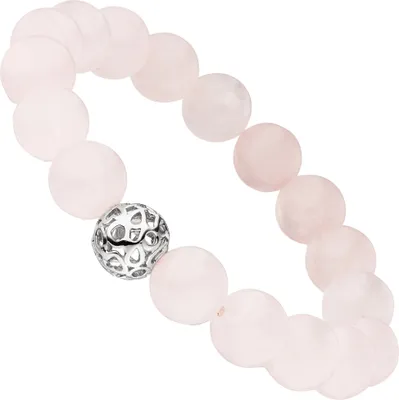 Produktbild von Armband mit Rosenquarz und 925 Silber endlos elastisch