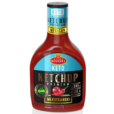 A bottle of ketchup on a white background.