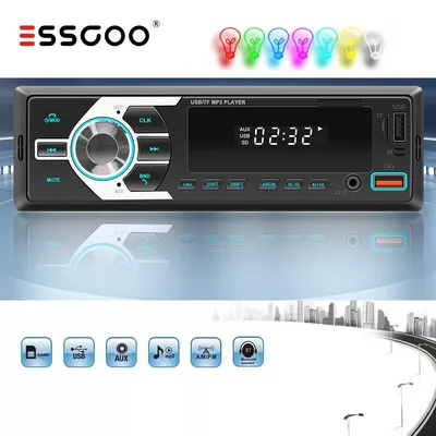Produktbild von Autoradio 1 DIN mit Bluetooth Freisprechanlage MP3 Radio USB SD Karte AUX FM Equalizer 4 Kanal 4x60 Watt 7 Farben Display und Fernbedienung Kfz Radio