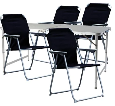 Produktbild von 5-teiliges Campingmöbel Set Alu wetterfest 120x60x58/70cm schwarz