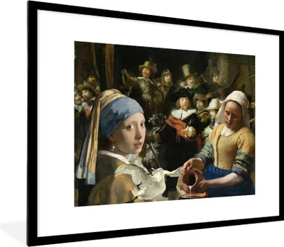 Produktbild von MuchoWow® Gerahmtes Poster Kunst - Alte Meister - Collage 80x60 cm - Poster mit Schwarzem Bilderrahmen Wandposter Rahmen Foto Bilder - Schlafzimmer-Dekorationen - Fotoposter