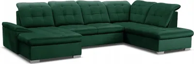 Produktbild von DOMO-HOME Ecksofa mit Schlaffunktion NICOLE – Modernes Ecksofa 345x230cm | Regulierbaren Kopfstützen | Boxspring-Funktion und Stauraum | Ideal für Wohnzimmer | Farbe grün | Links