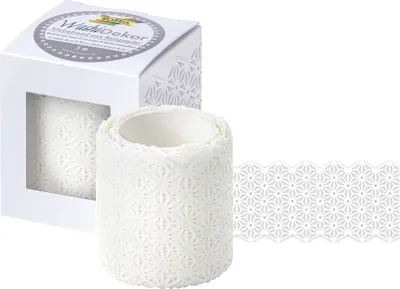 Image de folia Bordure décorative Washi-Dekor "FLEURS" 50 mm x 5 m blanc