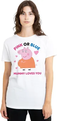 Obrázek produktu pro Prasátko Peppa - Dámské tričko "Růžové nebo modré prasátko Peppa tě miluje" TV21672 (XL) (Bílá)