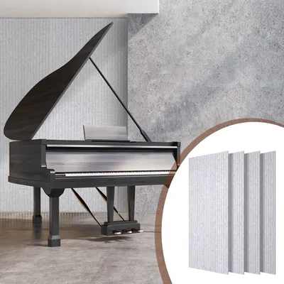 Immagine prodotto di Pannelli acustici in feltro autoadesivi Vigevee, confezione da 4 pezzi, dimensioni 120 x 60 x 0,9 cm, pannelli fonoassorbenti per pareti, con scanalature verticali, colore grigio