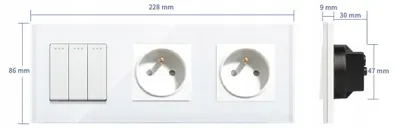 Produktbild von Tastschalter mit 2 Steckdosen IP44 Weiß