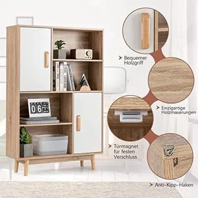 Immagine prodotto di Libreria - Bianca - 80x24x120 cm - In legno - Con ante e ripiani aperti
