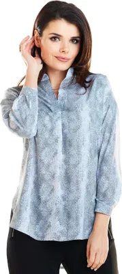 Productafbeelding van Awama dameshemd met lange mouwen, model Lilda, kleur grijs, maat L/XL
