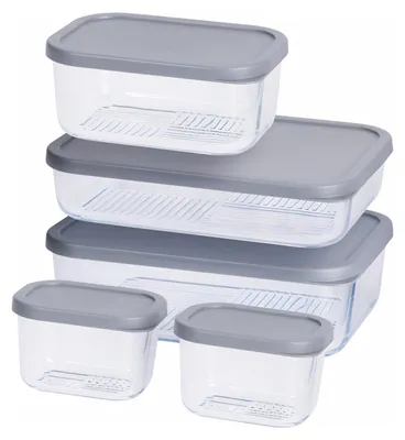 Produktbild von Excellent Houseware Aufbewahrungsschalen - Glas/Kunststoff - grau/transparent - 5x - Aufbewahrungssc